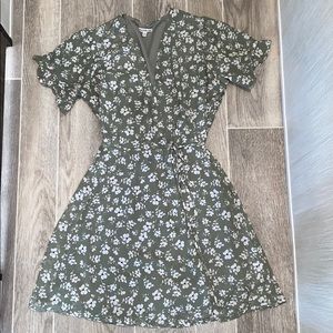 Olive Green and floral Dress